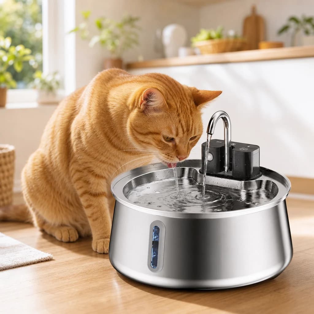 Purrspring™ 4L Wireless Stainless Steel Cat Fountain