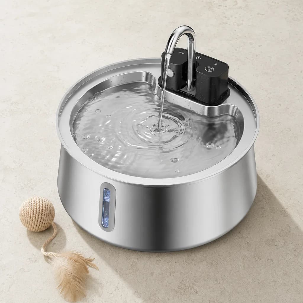 Purrspring™ 4L Wireless Stainless Steel Cat Fountain 2